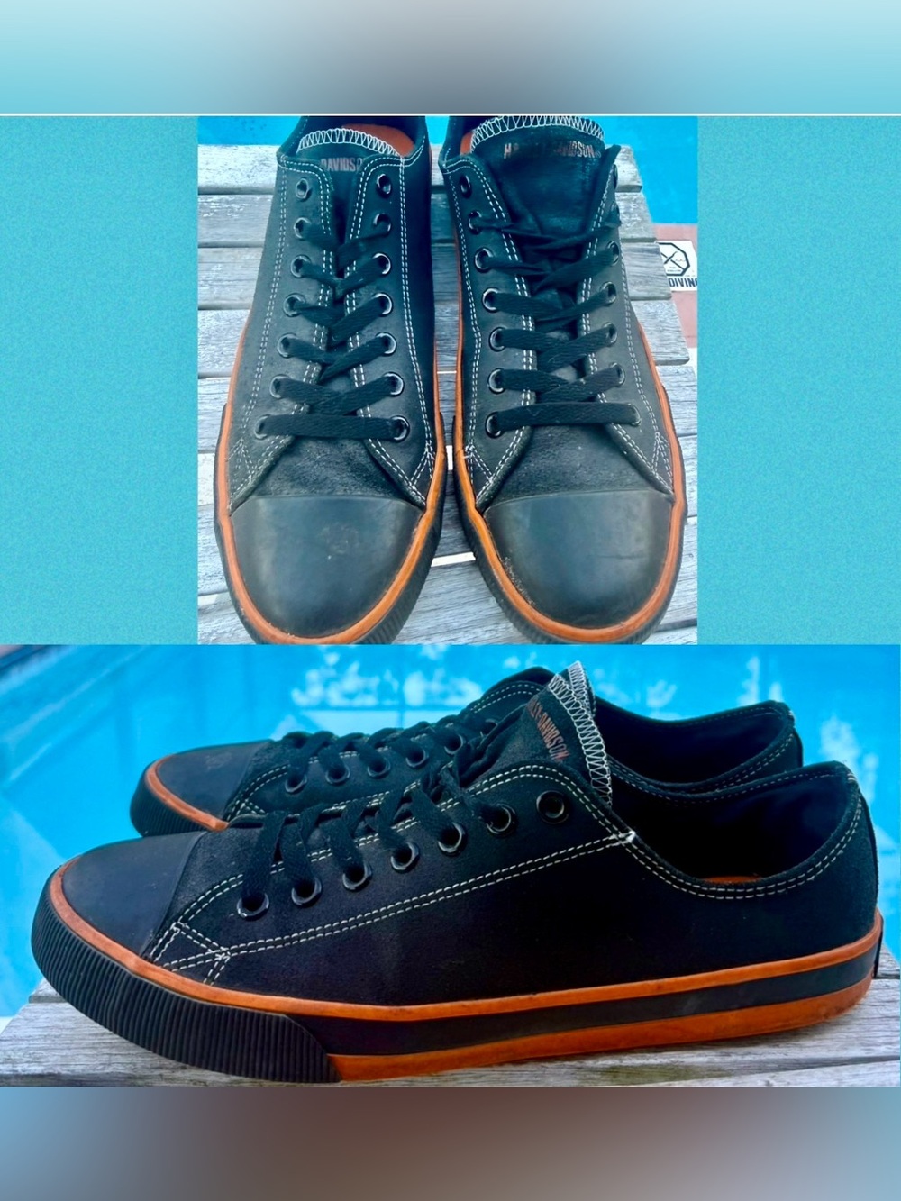 Harley-Davidson Roarke Low Top Canvas Sneaker Black/Orange D93811 Mens Size 12